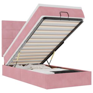 vidaXL Cadre de lit ottoman avec matelas rose 90x200 cm velours