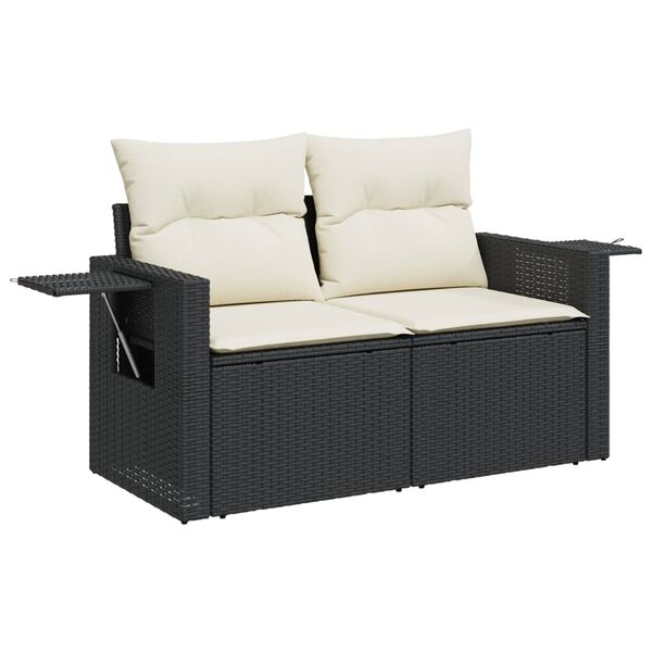 vidaXL Salon de jardin 6 pcs avec coussins noir r&eacute;sine tress&eacute;e