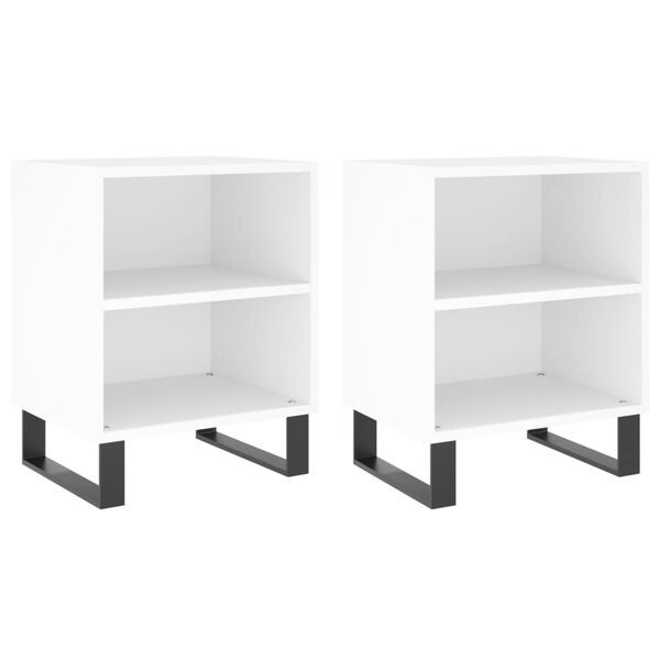 vidaXL Tables de chevet 2 pcs blanc 40x30x50 cm bois d'ing&eacute;nierie