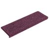 vidaXL Tapis d'escalier 15 pi&egrave;ces 65 x 21 x 4 cm Violet fonc&eacute; Bord rectangulaire
