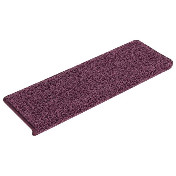vidaXL Tapis d'escalier 15 pi&egrave;ces 65 x 21 x 4 cm Violet fonc&eacute; Bord rectangulaire
