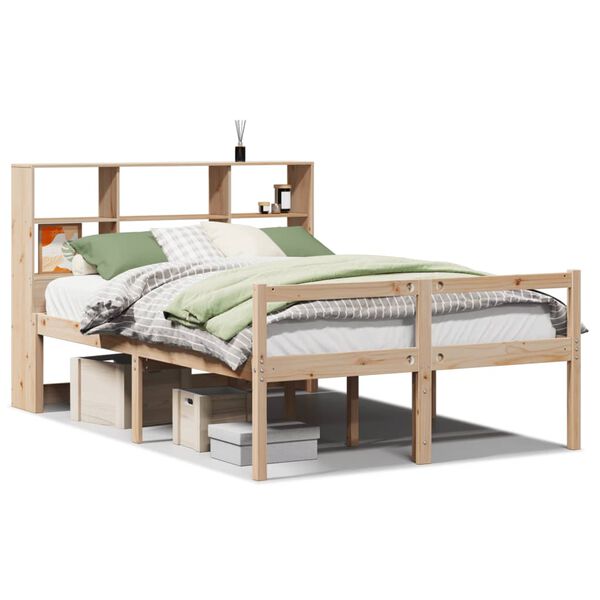 vidaXL Lit biblioth&egrave;que sans matelas 140x190 cm bois de pin massif