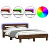 vidaXL Cadre de lit avec LED sans matelas ch&ecirc;ne marron 140x200 cm