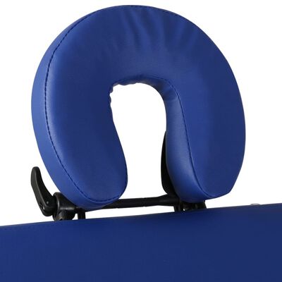 vidaXL Table de massage pliable Bleu 4 zones avec cadre en bois