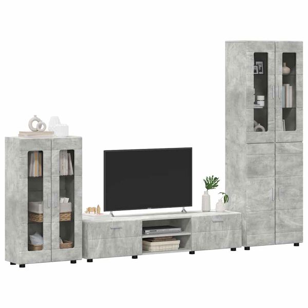 vidaXL Ensemble meuble TV FLORIN Gris b&eacute;ton Bois d'ing&eacute;nierie