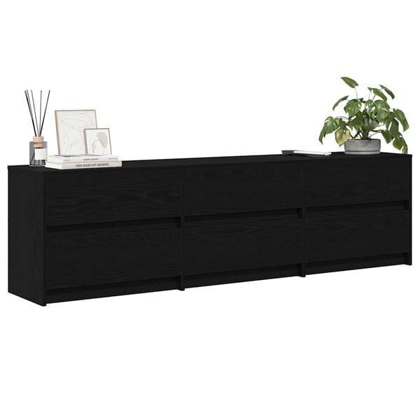 vidaXL Unites TV 2 pcs Ch&ecirc;ne noir 180 x 34 x 50 cm Bois d'ing&eacute;nierie