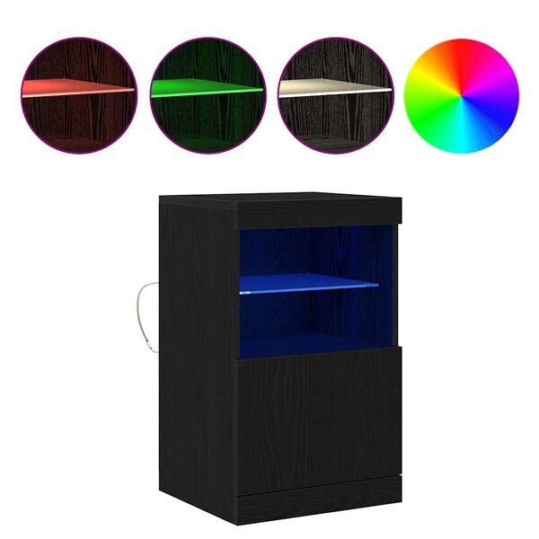 vidaXL Buffet LED Ch&ecirc;ne noir 41 x 37 x 67 cm Bois d'ing&eacute;nierie