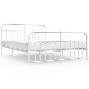 vidaXL Cadre de lit m&eacute;tal sans matelas et pied de lit blanc 160x200 cm