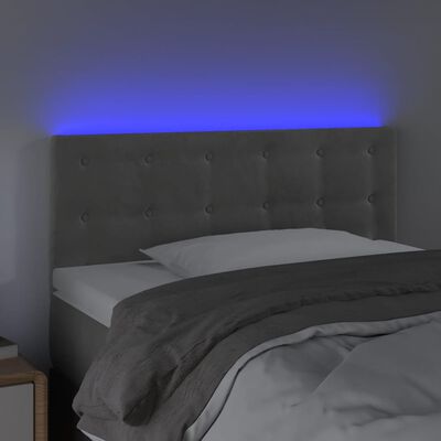 vidaXL Tête de lit à LED Gris clair 100x5x78/88 cm Velours