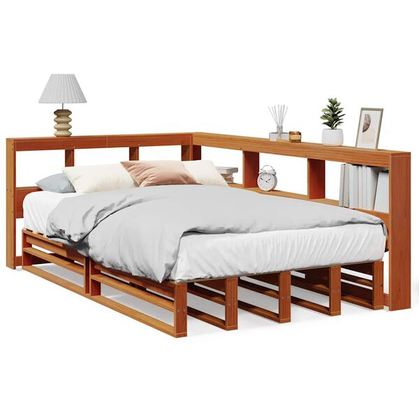 vidaXL Lit biblioth&egrave;que sans matelas cire marron 120x190cm pin massif