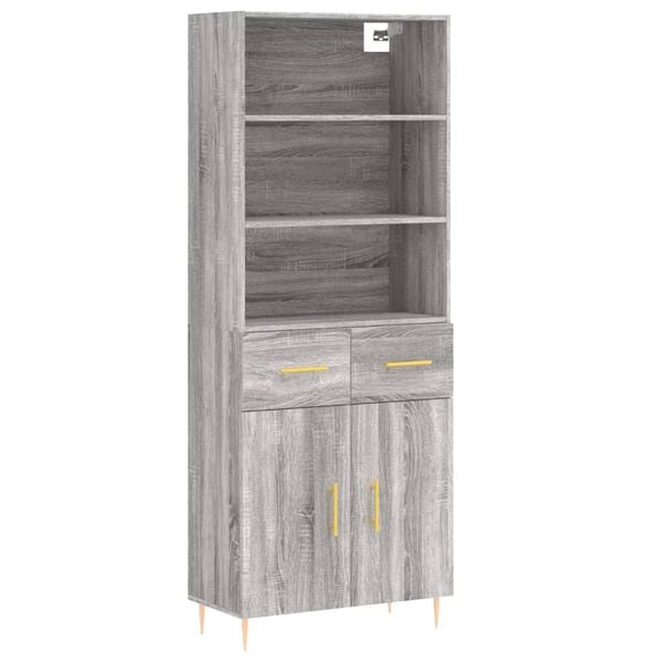 vidaXL Buffet haut Sonoma gris 69,5x34x180 cm Bois d'ing&eacute;nierie