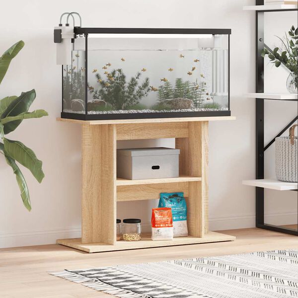 vidaXL Support pour aquarium ch&ecirc;ne sonoma 80x35x60cm bois d'ing&eacute;nierie