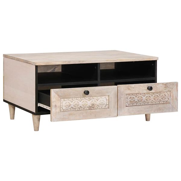vidaXL Table basse Blanc 80 x 54 x 40 cm Bois d'acacia massif