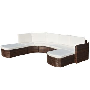 vidaXL Salon de jardin 4 pcs avec coussins R&eacute;sine tress&eacute;e Marron