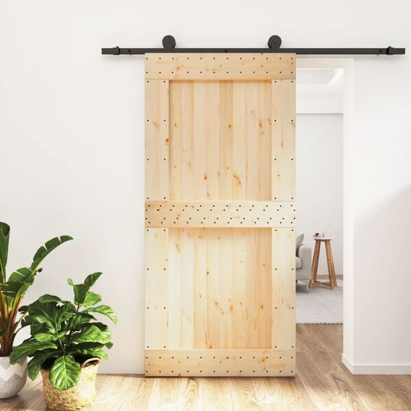 vidaXL Porte coulissante et kit de quincaillerie 100x210 cm pin massif