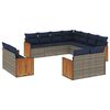 vidaXL Ensemble de canap&eacute; de jardin 11 pcs avec coussins gris r&eacute;sine tress&eacute;e