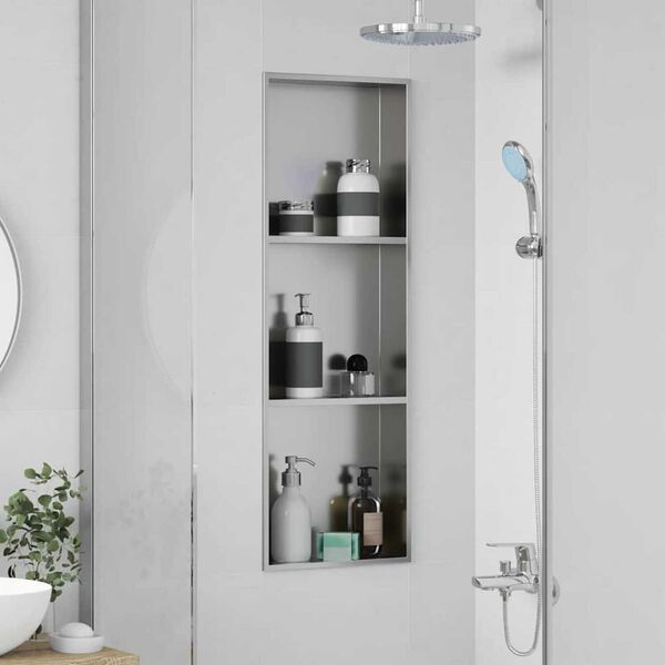 vidaXL Niche de Douche Argent&eacute; 90 x 30 x 9,5 cm Acier inoxydable