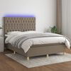 vidaXL Sommier &agrave; lattes de lit et matelas et LED Taupe 140x190cm Tissu