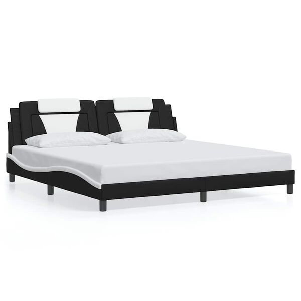 vidaXL Cadre de lit Viana sans matelas noir et blanc 200x200 cm similicuir