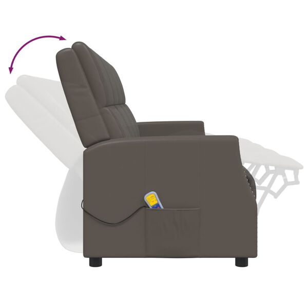 vidaXL Fauteuil de massage inclinable 4 places gris similicuir