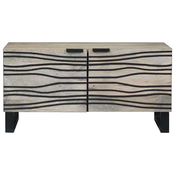 vidaXL Table basse Beige et Noir 80 x 50 x 40 cm Bois d'acacia massif
