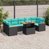 vidaXL Salon de jardin 8 pcs avec coussins noir r&eacute;sine tress&eacute;e