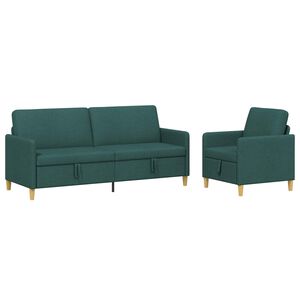 vidaXL Canap&eacute; avec rangement 2 pc Vert fonc&eacute; Polyester