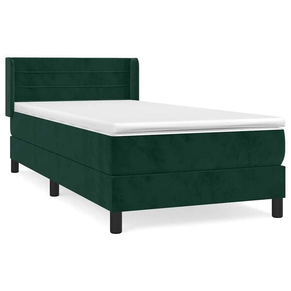 vidaXL Sommier &agrave; lattes de lit avec matelas Vert fonc&eacute; 100x200 cm