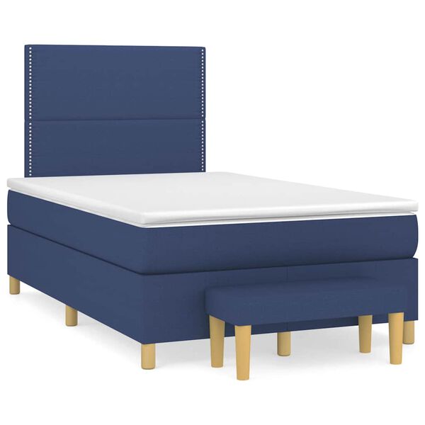 vidaXL Sommier &agrave; lattes de lit avec matelas bleu 120x190 cm tissu