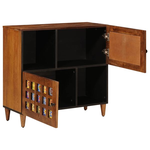 vidaXL Buffet avec porte Noyer 80 x 33 x 75 cm Bois de mangue massif