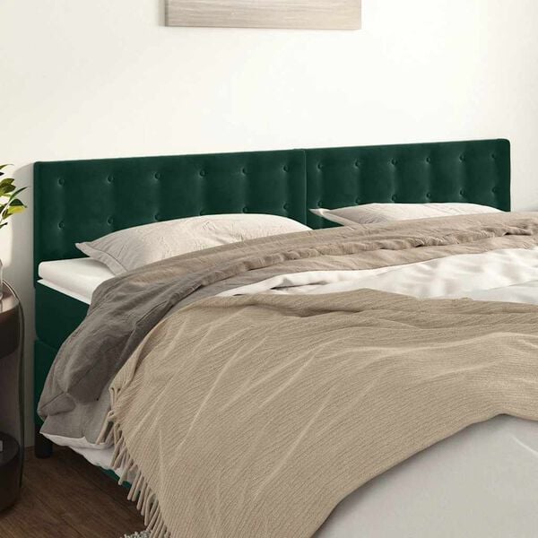 vidaXL T&ecirc;tes de lit 2 pcs Vert fonc&eacute; 80x5x78/88 cm Velours