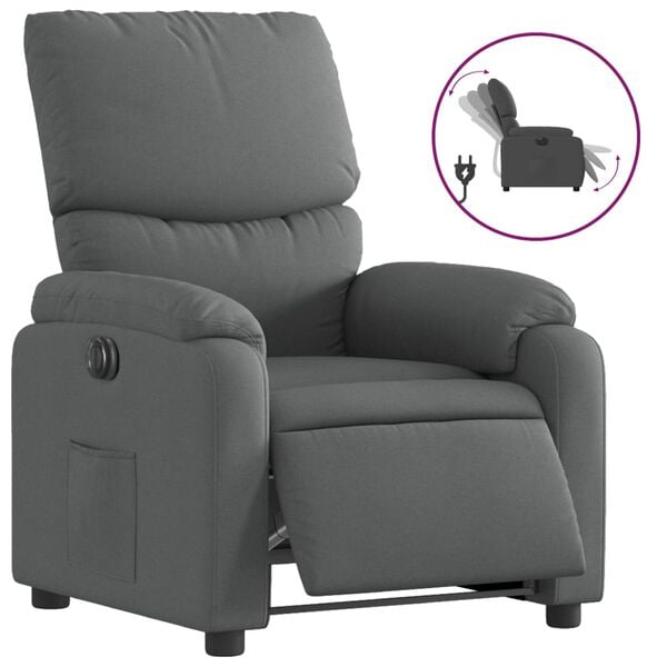 vidaXL Fauteuil inclinable &eacute;lectrique Gris fonc&eacute; Tissu