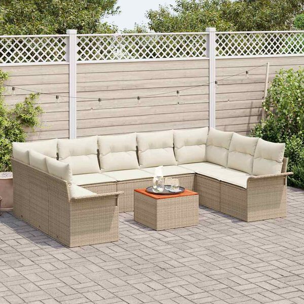 vidaXL Ensemble de canapé de jardin 10 pcs Beige Poly rotin