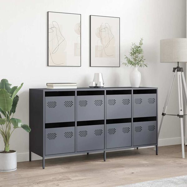 vidaXL Buffet anthracite 135x39x73,5 cm acier laminé à froid