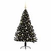 vidaXL Sapin de No&euml;l artificiel pr&eacute;-&eacute;clair&eacute; Noir 150 cm PVC