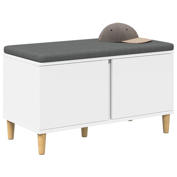 vidaXL Banc d'entr&eacute;e avec coussin avec stockage Blanc 80 x 38 x 46 cm