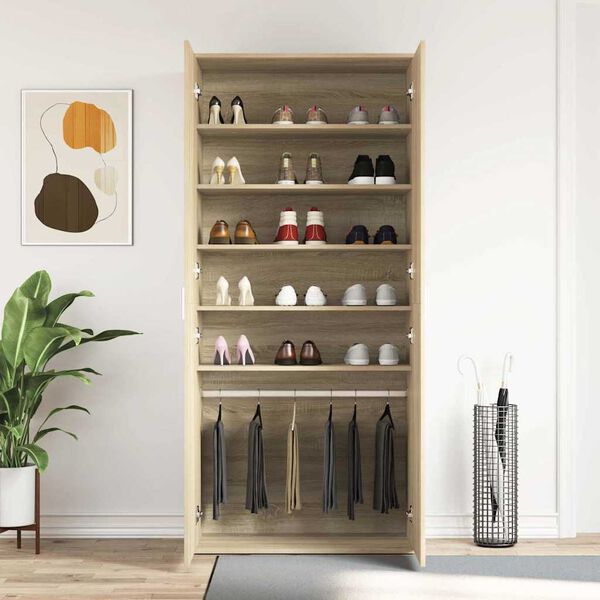 vidaXL Cabinet &agrave; chaussures avec &eacute;tag&egrave;re Ch&ecirc;ne Sonoma 80 x 39 x 178 cm