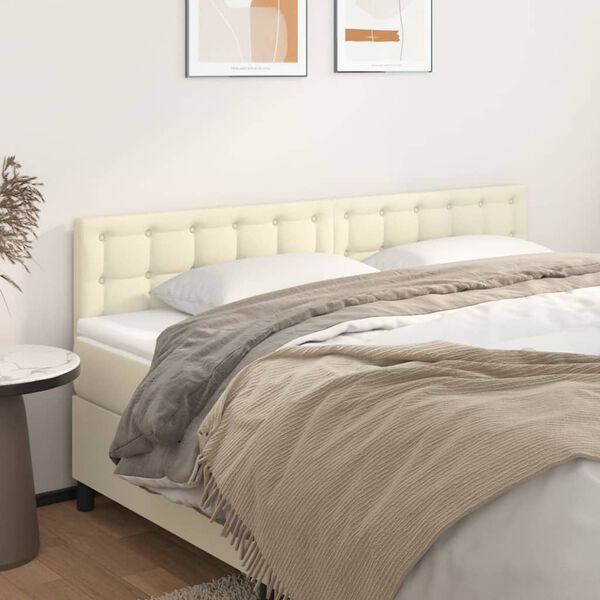 vidaXL T&ecirc;tes de lit 2 pcs Cr&egrave;me 90x5x78/88 cm Similicuir