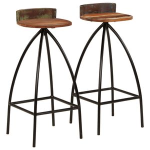 vidaXL Tabourets de bar lot de 2 bois de r&eacute;cup&eacute;ration massif