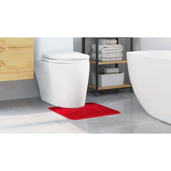 vidaXL Tapis de bain antid&eacute;rapant avec d&eacute;coupe pour toilette Rouge