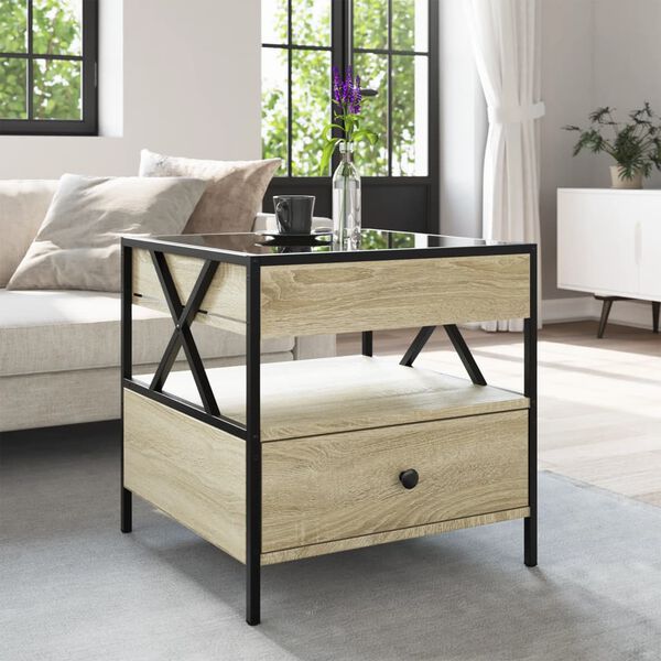 vidaXL Table basse avec LED Infinity ch&ecirc;ne sonoma 50x50x51 cm