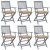 vidaXL Chaises pliables d'ext&eacute;rieur lot de 6 et coussins Bois d'acacia