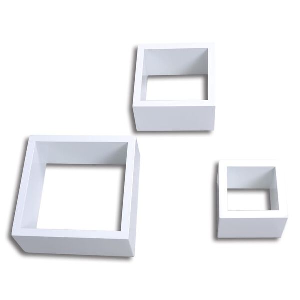 vidaXL Ensemble de 3 étagères cube blanc