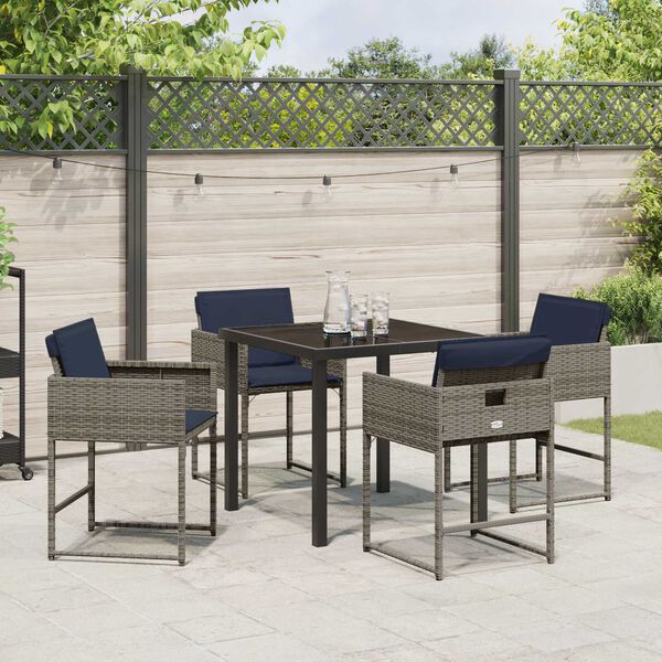 vidaXL Ensemble de salle &agrave; manger pour jardin 5 pcs Gris Poly rotin