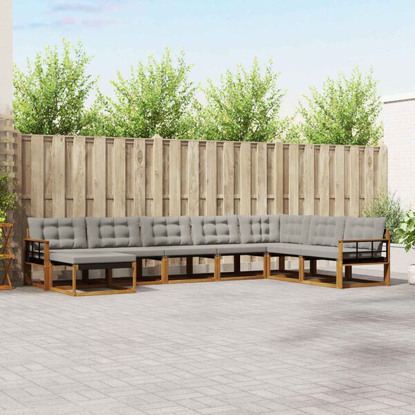 vidaXL Ensemble de canap&eacute;s d'ext&eacute;rieur 8 pcs Gris Naturel et Clair