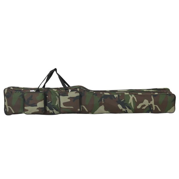 vidaXL Sac de canne &agrave; p&ecirc;che vert camouflage 150 cm tissu oxford