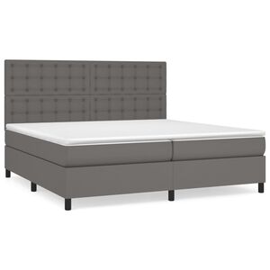 vidaXL Sommier &agrave; lattes de lit avec matelas Gris 200x200 cm Similicuir