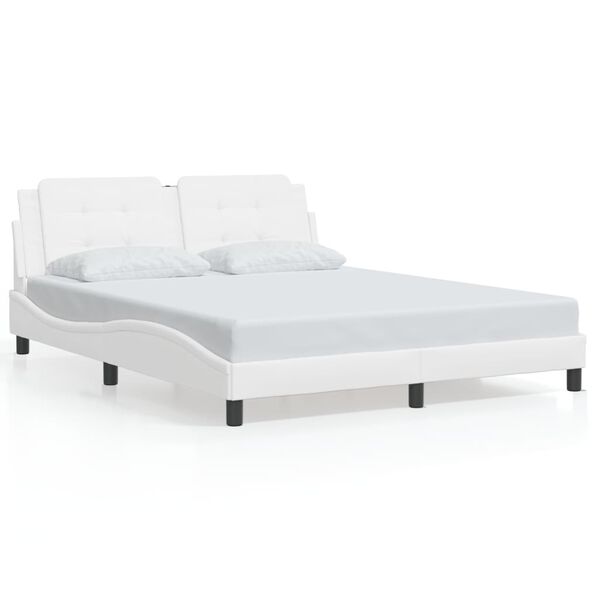 vidaXL Cadre de lit sans matelas Zadar blanc 160x200 cm similicuir