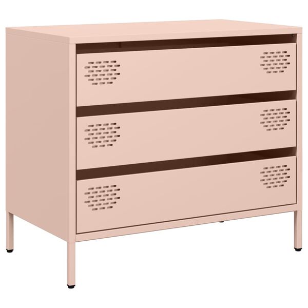 vidaXL Buffet rose 68x39x58,5 cm acier laminé à froid