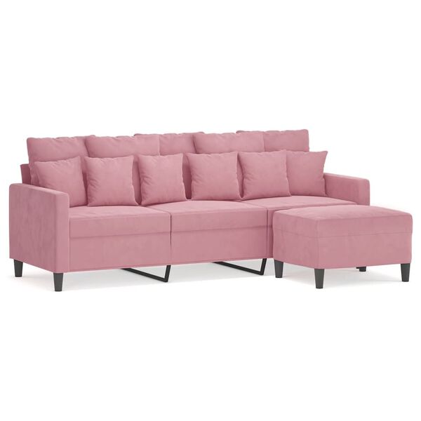 vidaXL Canap&eacute; &agrave; 3 places avec repose-pieds Rose 180 cm Velours